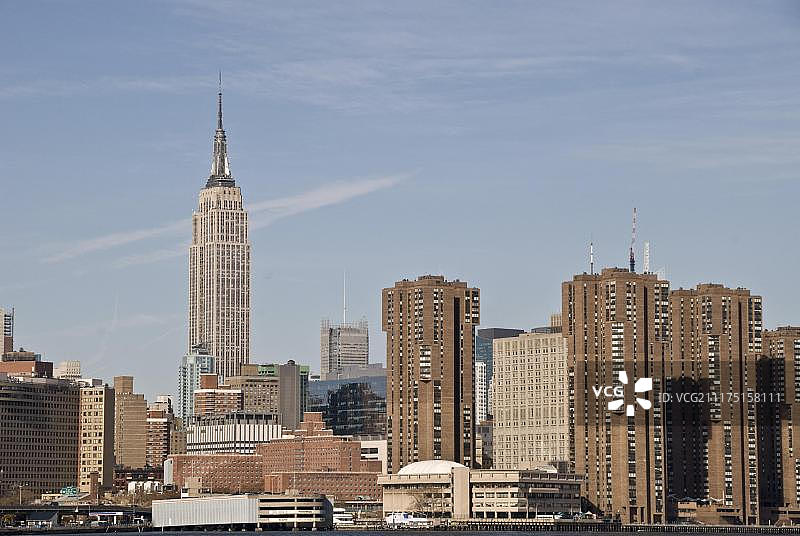 曼哈顿天际线，帝国大厦，美国纽约市图片素材