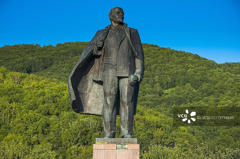 俄罗斯堪察加彼得罗巴甫洛夫斯克列宁雕像图片素材