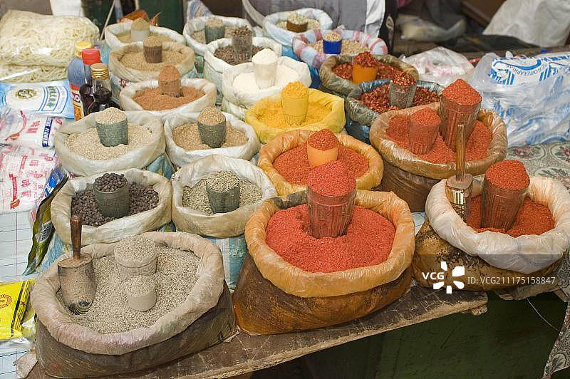 香料市场摊位，奥什巴扎，比什凯克，吉尔吉斯斯坦，亚洲图片素材
