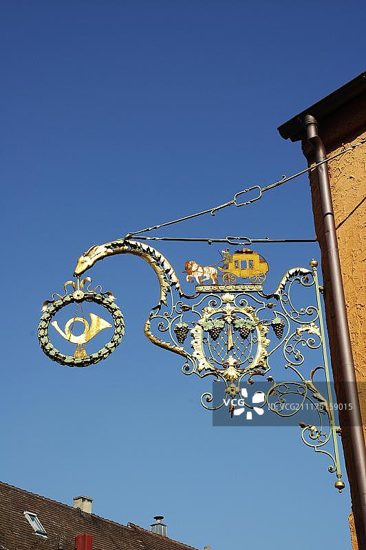 德国巴登-符腾堡州布赖萨赫莱茵河畔“邮政酒店”标志图片素材