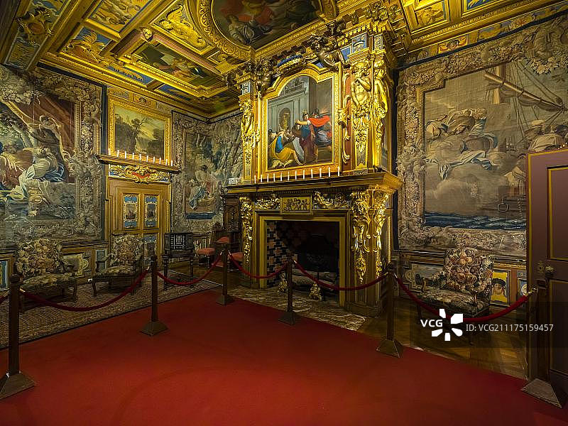 谢韦尼城堡内部艺术品，法国卢瓦-谢尔省图片素材