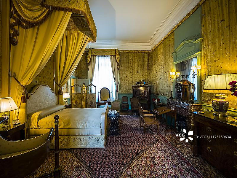 舍韦尼城堡卧室，卢瓦-谢尔省，法国，欧洲图片素材