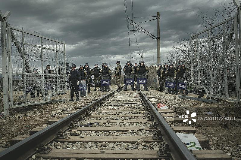 希腊马其顿边境的伊多梅尼难民营图片素材