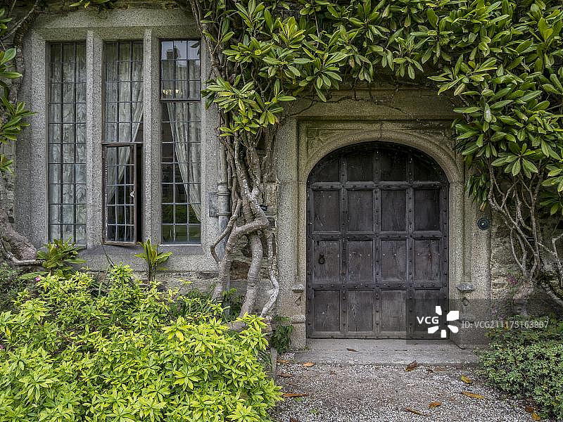 兰海德罗克庄园的门窗，英国康沃尔郡图片素材