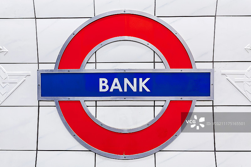 英国伦敦银行站的地铁标志图片素材