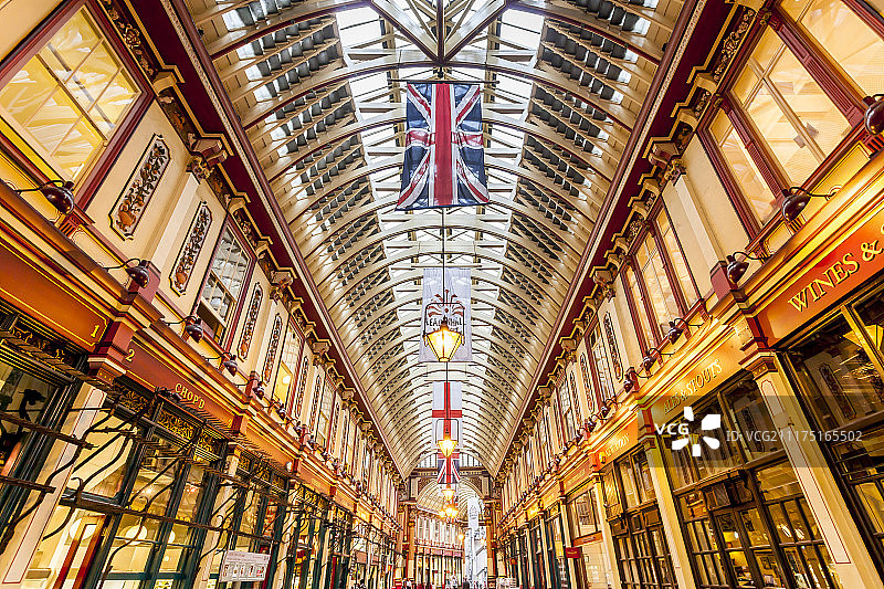 英国伦敦Leadenhall市场购物拱廊图片素材