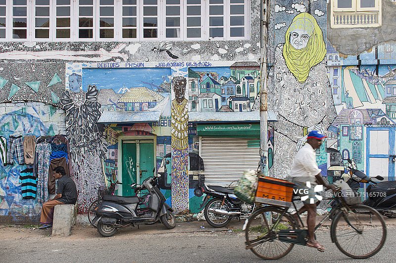 印度科钦墙上的涂鸦图片素材