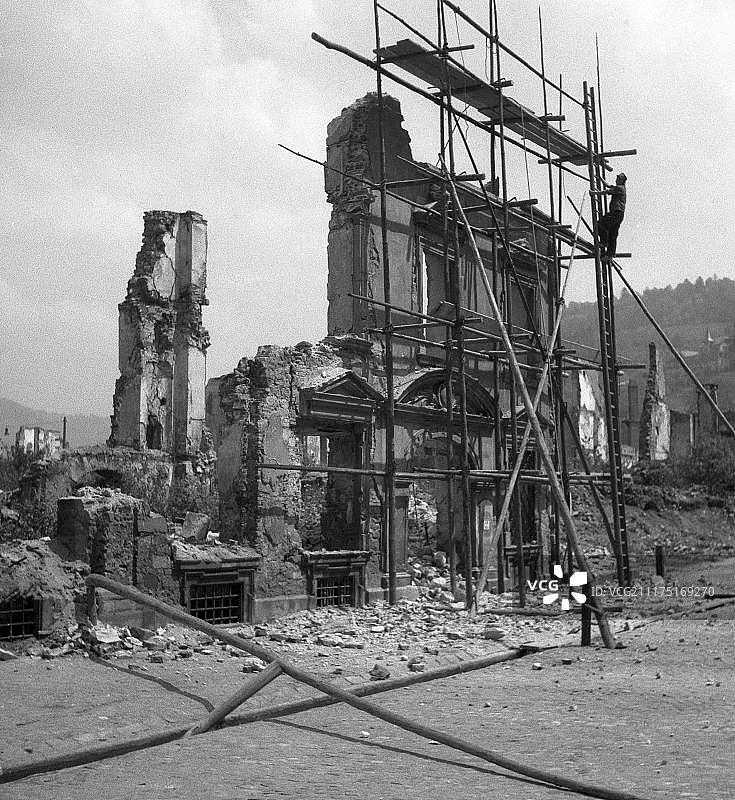 二战后的废墟，约1945年，弗莱堡，德国，欧洲图片素材