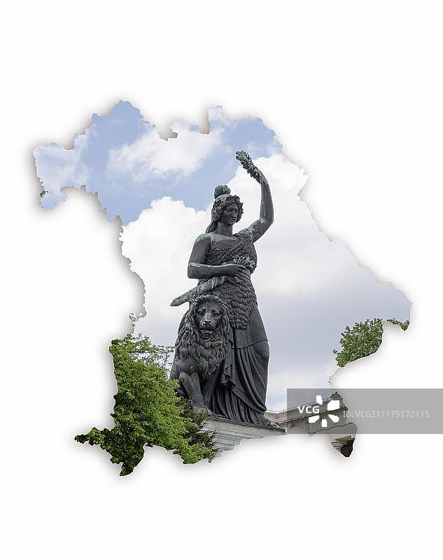 巴伐利亚州地图与巴伐利亚雕像图片素材