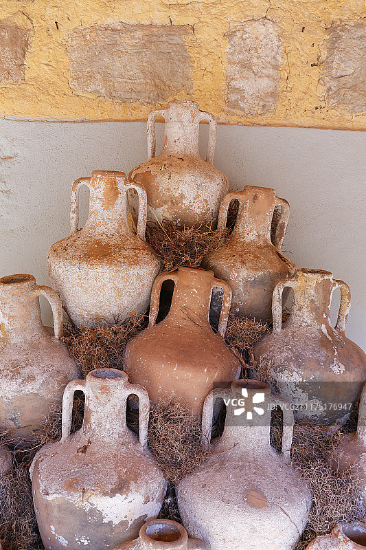 古代双耳细颈 сосуд，水下考古博物馆，圣彼得城堡，圣约翰骑士团，博德鲁姆，穆拉省，爱琴海地区，土耳其，亚洲图片素材