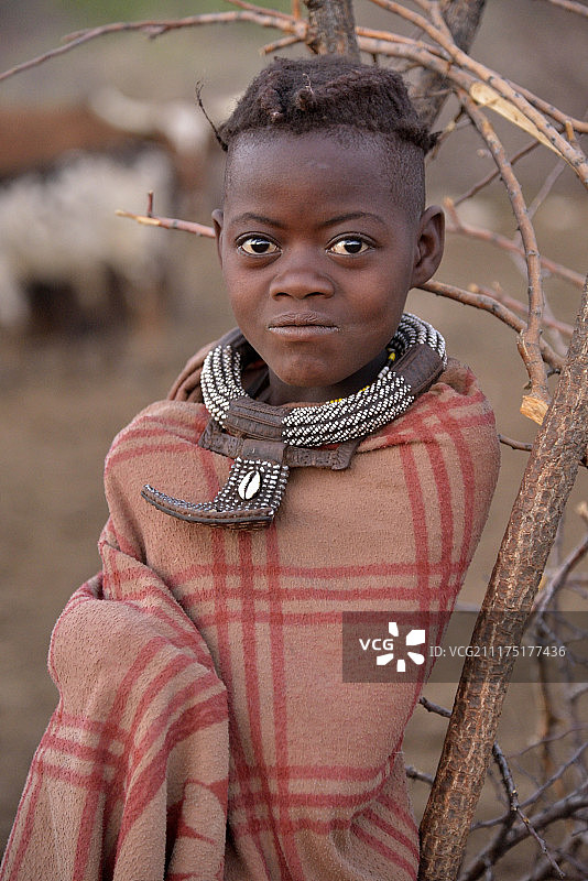 来自纳米比亚库内内区翁博博的辛巴族年轻女牧民图片素材