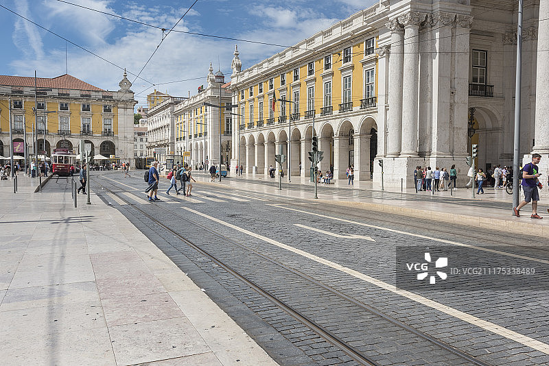 葡萄牙里斯本宏伟建筑铺砌区域背景板图片素材