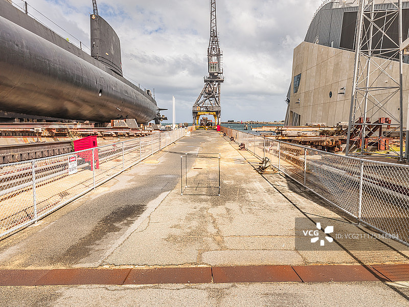 澳大利亚珀斯码头船厂的潜艇图片素材
