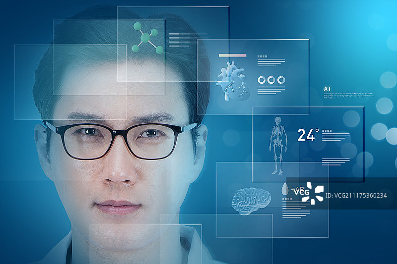 人工智能概念：未来高科技智能眼镜男女图片素材