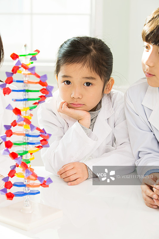 手持DNA模型的年轻学生图片素材