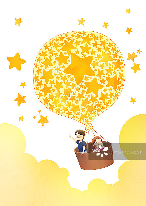 儿童与动物梦想理念：想象力和自由水彩矢量插画008图片素材