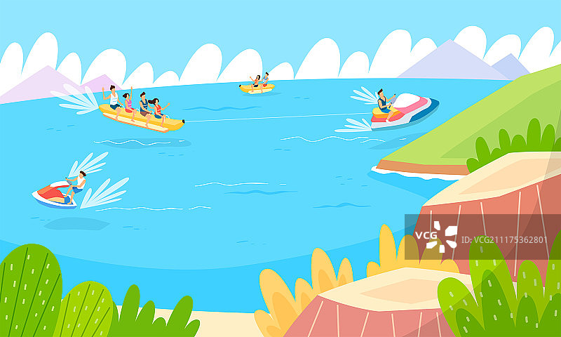 夏autumn季季节性活动插画：露营、冲浪、骑行、徒步等图片素材