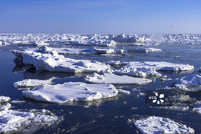 网走流冰，鄂霍次克海，网走市，北海道，日本图片素材