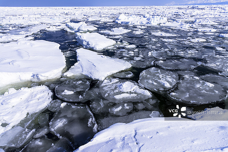 网走流冰，鄂霍次克海，网走市，北海道，日本图片素材