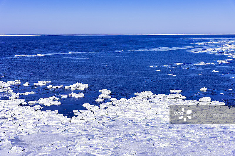 鄂霍次克海，中国北海道网走市能取岬的流冰图片素材
