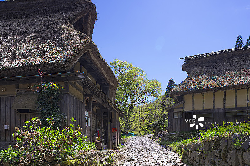 日本福井县南越前町：北国街道伊波利宿驿站的旧民居图片素材