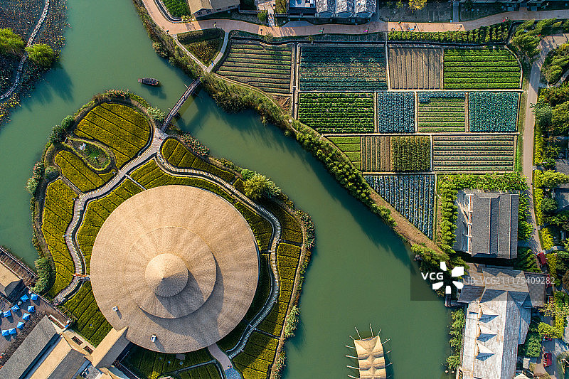 航拍乌镇乌村全景图片素材