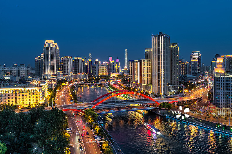 天津海河夜景图片素材