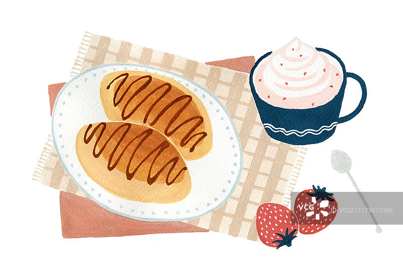 面包甜品下午茶插画图片素材