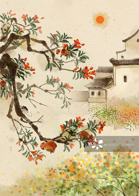 水墨画夏季节气图片素材