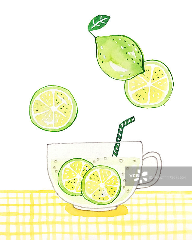 柠檬水插画图片素材