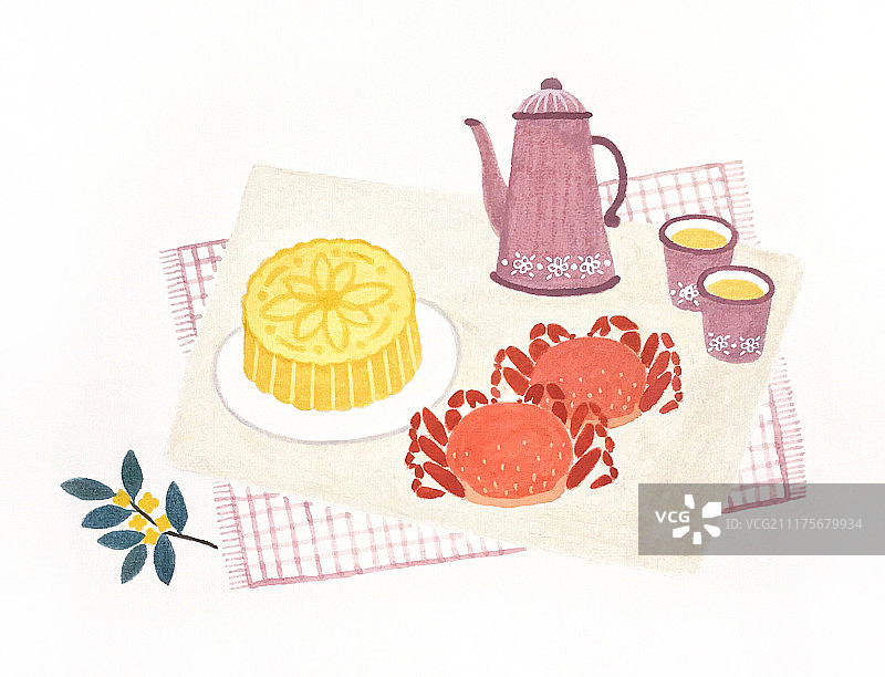 中秋美食插画图片素材