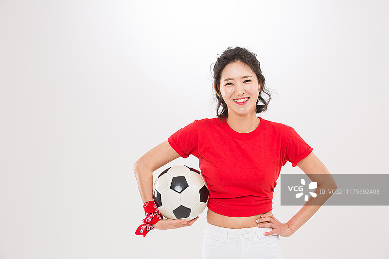 女性（性别），世界杯足球赛（体育赛事），欢呼（说话），微笑，足球图片素材