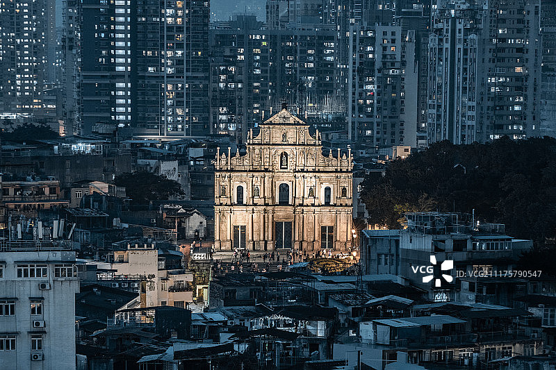 澳门城市风光：大三巴牌坊图片素材