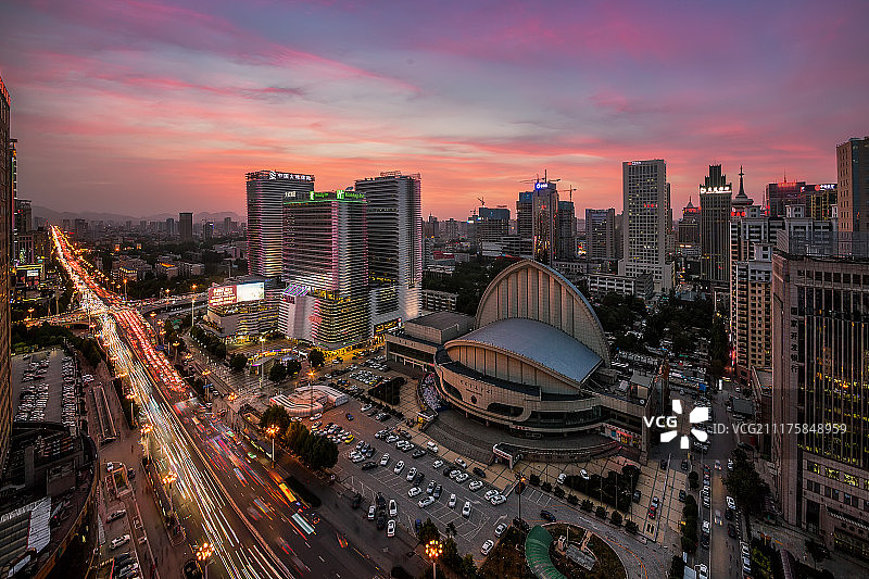河北石家庄城市风光夜景图片素材
