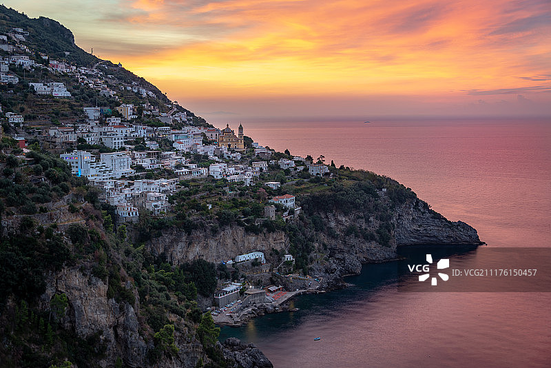 海岸小镇日落图片素材