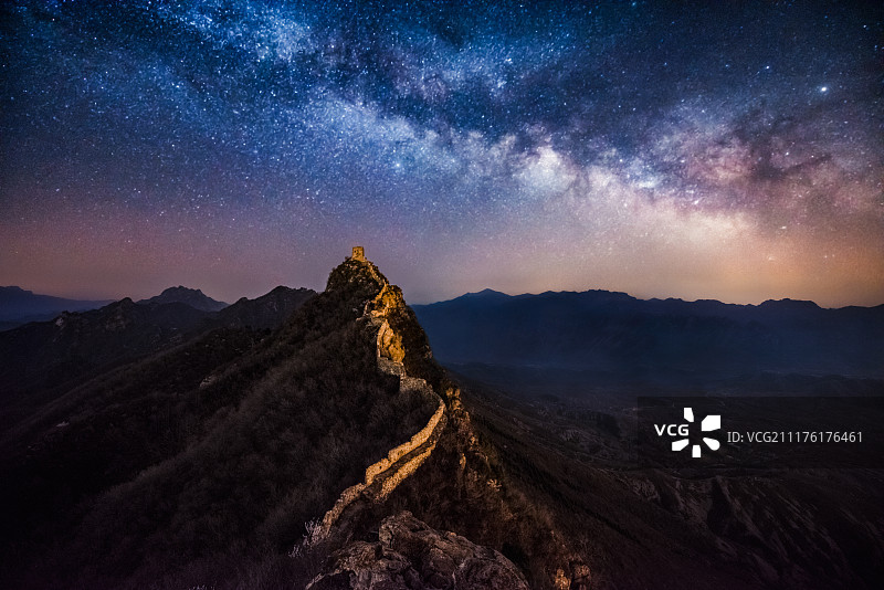 司马台长城夜景图片素材