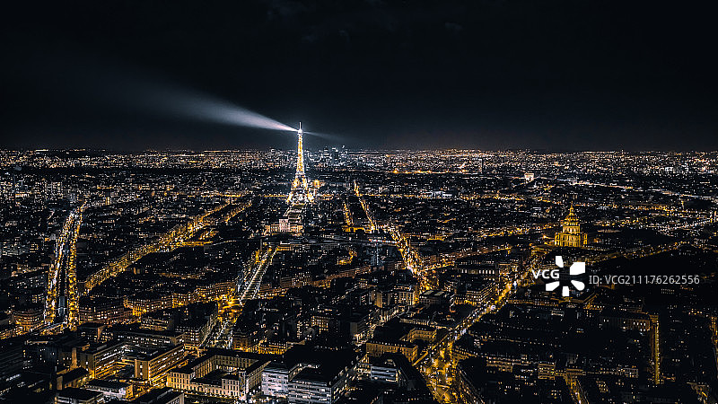 俯瞰巴黎夜景图片素材