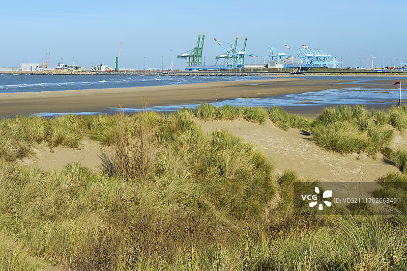 泽布吕赫的沙丘和港口，比利时布鲁日图片素材