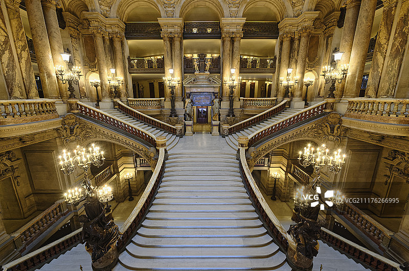 法国巴黎加尼叶歌剧院大阶梯图片素材