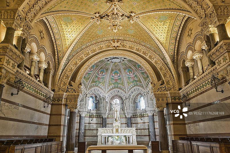 法国里昂富维耶圣母院地下室内部，联合国教科文组织世界遗产图片素材