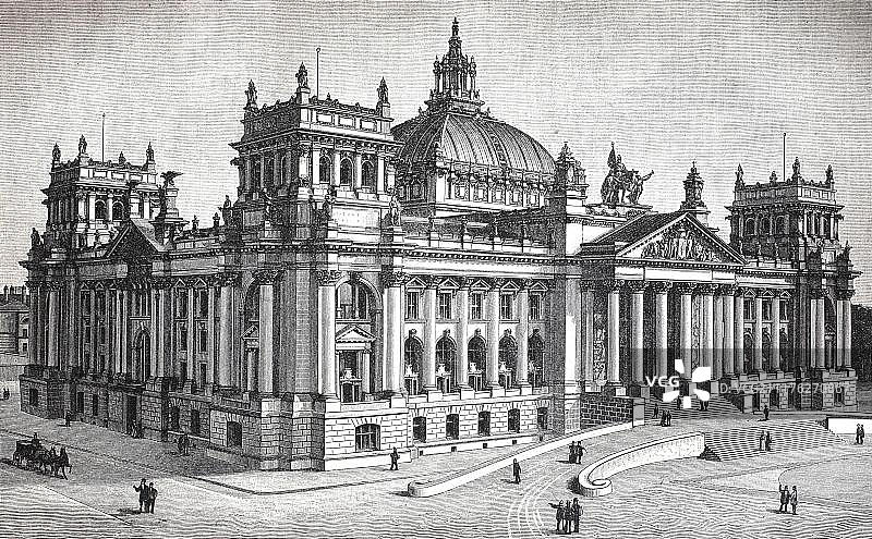 1894年的德国柏林国会大厦（木刻）图片素材