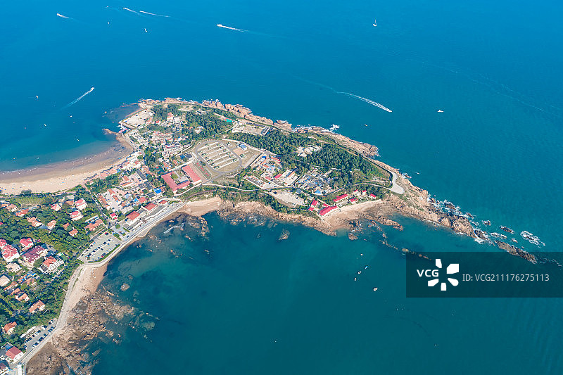 山东青岛海边城市岛屿航拍高视角高清图图片素材
