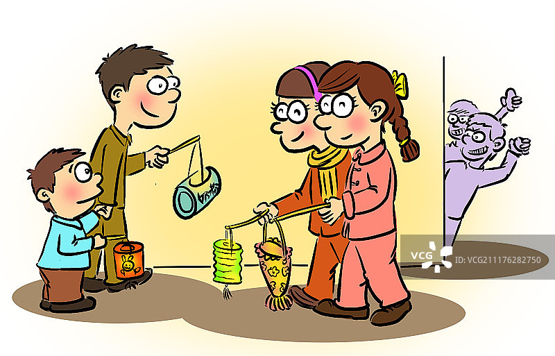 童年趣事之逛元宵灯图片素材