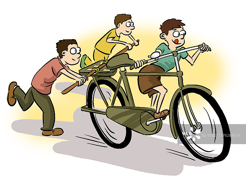 童年趣事之学骑自行车图片素材