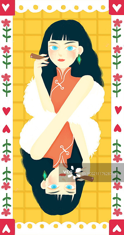 复古旗袍女人图片素材