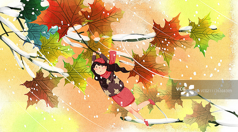 红帽小小女孩的生活二十四节气系列之大雪图片素材
