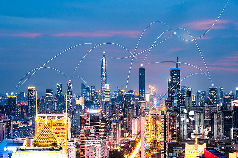 深圳城市风光和大数据概念图片素材