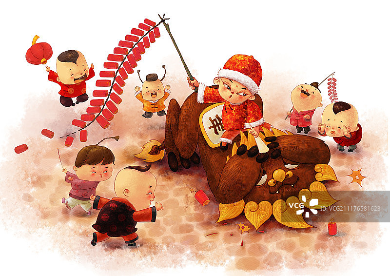 童子戏兽图片素材