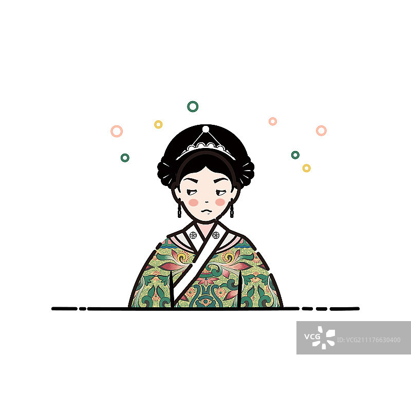 线条风宫廷小插画图片素材