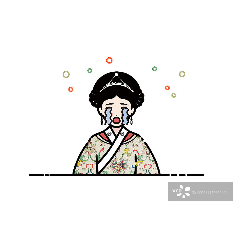 线条风宫廷小插画图片素材